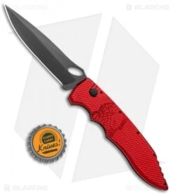 Piranha Mini Predator Red Automatic Knife (3.5" Black Plain) -SOG Store Piranha Mini Predator Red Tactical Auto Black Plain BHQ 14887 jr bottlecap