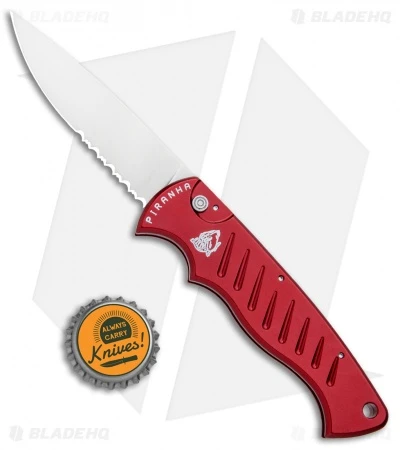 Piranha Red P-1 Pocket Automatic Knife (3.2" Mirror Serr) 4 Piranha Red P-1 Pocket Automatic Knife (3.2" Mirror Serr) - Image 4
