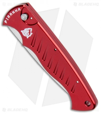 Piranha Red P-1 Pocket Automatic Knife (3.2" Mirror Serr) 2 Piranha Red P-1 Pocket Automatic Knife (3.2" Mirror Serr) - Image 2