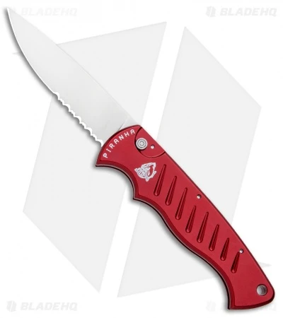 Piranha Red P-1 Pocket Automatic Knife (3.2" Mirror Serr) 1 Piranha Red P-1 Pocket Automatic Knife (3.2" Mirror Serr)
