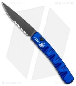 Piranha Virus Automatic Knife Blue Tactical (3.25" Black Serr)
