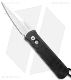 Pro-Tech GSD Godson Automatic Knife Black Aluminum Black Leather (3.15" Mirror)