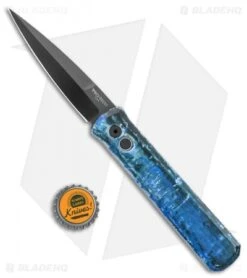 Pro-Tech Godfather Automatic Spear Point Knife Blue Ink Splatter (4" Black) -SOG Store Pro Tech Godfather Auto Blue Ink Splatter Black BHQ 135772 jr bottlecap