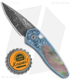 Pro-Tech Sprint Ultimate Custom Automatic Knife Blue/Pearl (1.95" Damascus) -SOG Store Pro Tech Sprint Ultimate Custom Auto Blue Pearl Damascus BHQ 177280 jr bottlecap