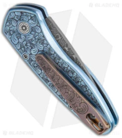 Pro-Tech Sprint Ultimate Custom Automatic Knife Blue/Pearl (1.95" Damascus) -SOG Store Pro Tech Sprint Ultimate Custom Auto Blue Pearl Damascus BHQ 177280 jr side