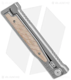 Reate Knives Reate EXO Gravity Tanto Knife Titanium/Natural Micarta (3.75" Satin) 10 Reate Knives Reate EXO Gravity Tanto Knife Titanium/Natural Micarta (3.75" Satin) -SOG Store Reate EXO Tanto Gravity Knife Ti Natural Brown Micarta Satin BHQ 140047 jr side