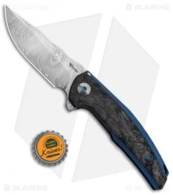 Reate Knives Reate J.A.C.K. Integral Knife Blue Ti/Marble Carbon Fiber (3.94" Damasteel) -SOG Store Reate J.A.C.K. Integral Blue Ti Marble CF Damasteel BHQ 87836 jr bottlecap