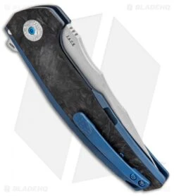 Reate Knives Reate J.A.C.K. Integral Knife Blue Titanium/Marble Carbon Fiber (3.94" Satin) -SOG Store Reate J.A.C.K. Integral Blue Ti Marble CF Satin BHQ 87832 jr side