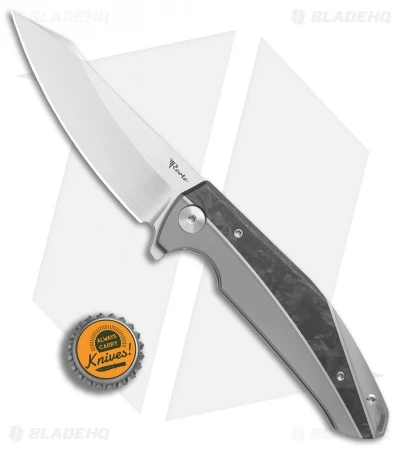Reate Knives Reate K-1 Frame Lock Flipper Knife Marble Carbon Fiber/Ti (3.8" M390 Hand Satin) 4 Reate Knives Reate K-1 Frame Lock Flipper Knife Marble Carbon Fiber/Ti (3.8" M390 Hand Satin) - Image 4