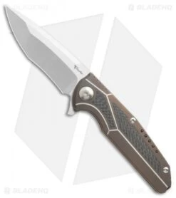 Reate Knives Reate K-4 Frame Lock Flipper Knife Bronze Ti/Carbon Fiber (3.75" Satin)