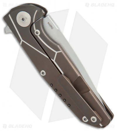 Reate Knives Reate K-4 Frame Lock Flipper Knife Bronze Ti/Carbon Fiber (3.75" Satin) 2 Reate Knives Reate K-4 Frame Lock Flipper Knife Bronze Ti/Carbon Fiber (3.75" Satin) - Image 2