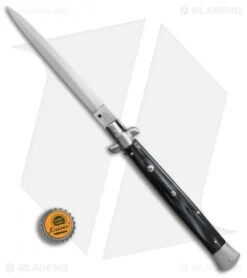 SKM AB 13" Italian Stiletto Automatic Knife Sim. Dark Horn (5.7" Satin Dagger) -SOG Store SKM AB 13in italian stiletto sim dark horn dagger BP 22701 er bottlecap