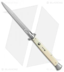 SKM 13" Italian Stiletto Automatic Knife Sim. Ivory (5.7" Satin Bayonet)