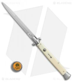 SKM 13" Italian Stiletto Automatic Knife Sim. Ivory (5.7" Satin Bayonet) -SOG Store SKM AB 13in italian stiletto sim ivory bayonet BP 22678 er bottlecap