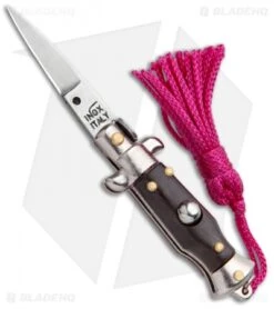 SKM Italian Stiletto Keychain Automatic Knife Brown/Pink (1.125" Satin)