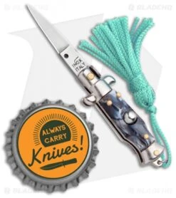 SKM Italian Stiletto Keychain Automatic Knife Marble/Teal (1.125" Satin) 7 SKM Italian Stiletto Keychain Automatic Knife Marble/Teal (1.125" Satin) -SOG Store SKM Italian Stiletto Keychain Auto Marble Teal Satin BHQ 102943 jr bottlecap