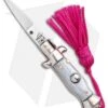 SKM Italian Stiletto Keychain Automatic Knife Silver/Pink (1.125" Satin)