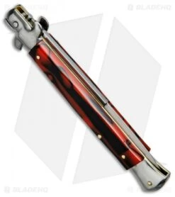 SKM AB 11" Italian Stiletto Automatic Knife Red Swirl (5" Satin Bayonet) -SOG Store SKM Stiletto 11in Red Swirl Bayo BP 6144 jr side