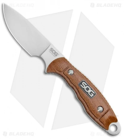 SOG Huntspoint Skinning Fixed Blade Knife Wood (3.6" Satin) HT012L 1 SOG Huntspoint Skinning Fixed Blade Knife Wood (3.6" Satin) HT012L