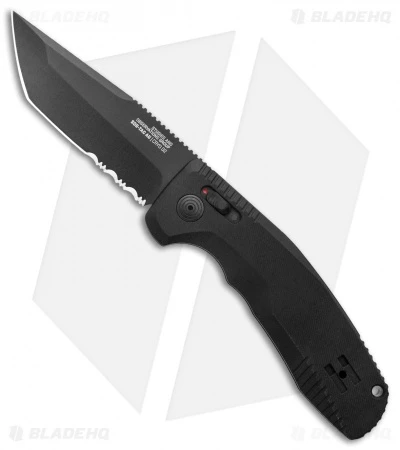 SOG Knives SOG-TAC AU Tanto Automatic Knife Black Aluminum (3.4" Black Serr) 1 SOG Knives SOG-TAC AU Tanto Automatic Knife Black Aluminum (3.4" Black Serr)