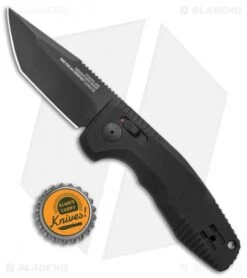 SOG Knives SOG-TAC AU Compact Tanto Automatic Knife Aluminum (2.9" Black) -SOG Store SOG Knives SOG TAC AU Compact Auto Tanto Black Black BHQ 119254 jr bottlecap