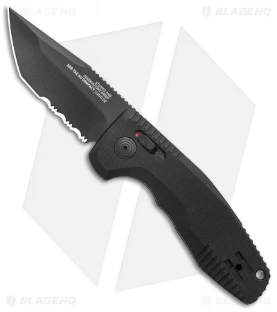 SOG Knives SOG-TAC AU Compact Tanto Automatic Knife Aluminum (2.9" Black Serr) 1 SOG Knives SOG-TAC AU Compact Tanto Automatic Knife Aluminum (2.9" Black Serr)