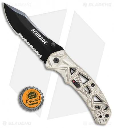 Schrade Shizzle MAGIC Spring Assisted Knife Champagne (3.375" Black Serr) 4 Schrade Shizzle MAGIC Spring Assisted Knife Champagne (3.375" Black Serr) - Image 4