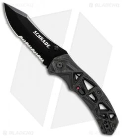 Schrade Shizzle MAGIC Spring Assisted Knife Black (3.375" Black Serr)