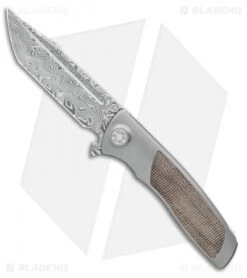 Sharp By Design Micro Evo Typhoon Tanto Knife Ti/Green Micarta (3" Damascus)
