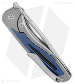 Sharp By Design Apex Front Flipper Tanto Knife Blue/Gray Titanium (Satin S90V) -SOG Store Sharp by Design Apex Gray Blue Tanto Front Flipper BHQ 175077 jr side