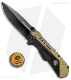 Smith & Wesson Spring Assisted Knife Black & Tan (3.3" Black) 1084302 -SOG Store Smith Wesson SA Black and Tan Black 1084302 BHQ 80708 jr bottlecap 1