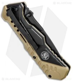 Smith & Wesson Spring Assisted Knife Black & Tan (3.3" Black) 1084302 -SOG Store Smith Wesson SA Black and Tan Black 1084302 BHQ 80708 jr side 1