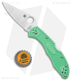 Spyderco Delica 4 M4 Lock Back Knife Mint FRN (2.88" Satin M4) C11FPGRM4 -SOG Store Spyderco Delica 4 Knife Flat Ground Jade FRN Satin BHQ 175345 jr bottlecap