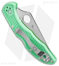 Spyderco Delica 4 M4 Lock Back Knife Mint FRN (2.88" Satin M4) C11FPGRM4 -SOG Store Spyderco Delica 4 Knife Flat Ground Jade FRN Satin BHQ 175345 jr side
