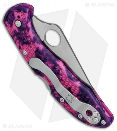 Spyderco Delica 4 Knife Flat Ground Zome Pink/Purple FRN (2.88" VG10) C11ZFPPN 2 Spyderco Delica 4 Knife Flat Ground Zome Pink/Purple FRN (2.88" VG10) C11ZFPPN - Image 2