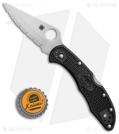 Spyderco Delica 4 Knife Black FRN Folder (2.88" Satin Full Serr) C11SBK 4 Spyderco Delica 4 Knife Black FRN Folder (2.88" Satin Full Serr) C11SBK - Image 4