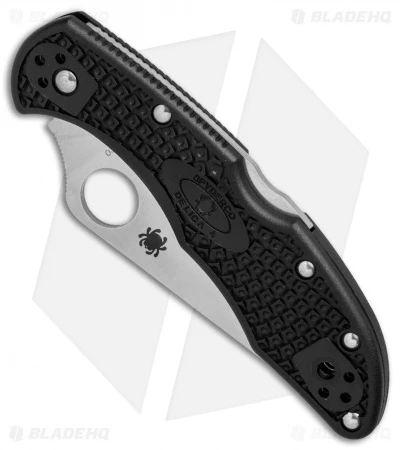 Spyderco Delica 4 Knife Black FRN Folder (2.88" Satin Full Serr) C11SBK 3 Spyderco Delica 4 Knife Black FRN Folder (2.88" Satin Full Serr) C11SBK - Image 3