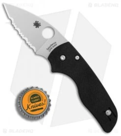 Spyderco Lil' Native Compression Lock Knife Black G-10 (2.5" Full Serr) C230GS -SOG Store Spyderco Lil Native Black G10 Full Serr BHQ 78705 er bottlecap