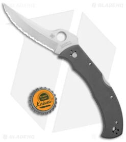 Spyderco Masaad Ayoob Lockback Knife Gray G-10 (3.6" Satin CRU-WEAR Serr) -SOG Store Spyderco Masaad Ayoob LB Gray G 10 Satin Serr BHQ 145695 jr bottlecap