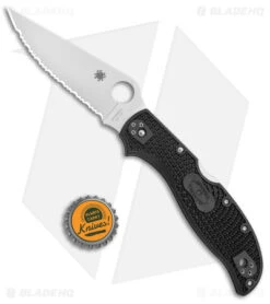 Spyderco Stretch 2 XL Lockback Knife Black FRN (4" Satin Full Serr) C258SBK -SOG Store Spyderco Stretch 2 XL LB Black FRN Satin Full Serr C258SBK BHQ 139722 jr bottlecap