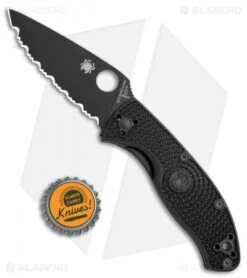 Spyderco Tenacious Lightweight Knife FRN (3.375" Black Full Serr) C122SBBK -SOG Store Spyderco Tenacious Lightweight FRN Black Full Serr C122SBBK BHQ 106185 jr bottlecap