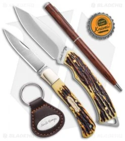 Uncle Henry 2 Piece Fixed Blade/Folder/Pen/Key Fob Tin -SOG Store Uncle Henry 2pc Fixed Folder Tin With Pen Keychain BHQ 123472 td size