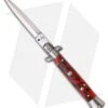 SKM AB 9" Italian Stiletto Automatic Knife Red Swirl (4" Satin Dagger)