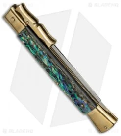 AGA Campolin 13" Bat Swinguard Automatic Brass/Abalone (5.75" Satin Dagger) 6 AGA Campolin 13" Bat Swinguard Automatic Brass/Abalone (5.75" Satin Dagger) -SOG Store aga 13in swing bat abalone dagger br side cm