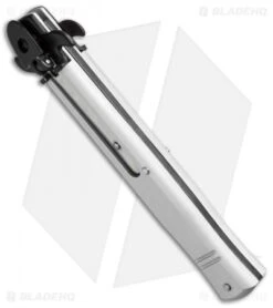 AKC Leverletto 9" Lever Lock Automatic Italian Knife Silver (4" Satin Flat) -SOG Store akc large leverletto silver black bottom cm