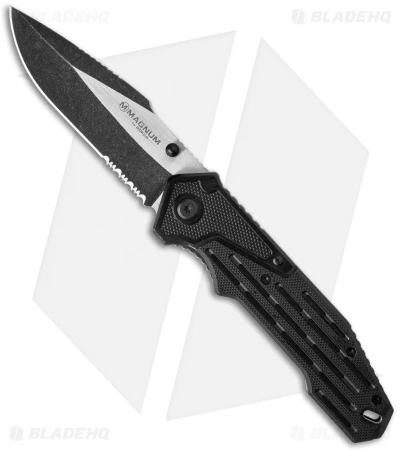 Boker Magnum Pocket Folding Knife Black G-10 (3.375" Two-Tone Serr) 01RY223 1 Boker Magnum Pocket Folding Knife Black G-10 (3.375" Two-Tone Serr) 01RY223
