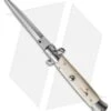 Frank B 9" Italian Stiletto Automatic Knife Sim Ivory (4" Satin Dagger)
