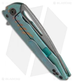 Gavko Custom Mako Frame Lock Knife Teal/Bronze Titanium (3.75" Acid SW) -SOG Store gavko custom mako teal asw BHQ 36957 dl side