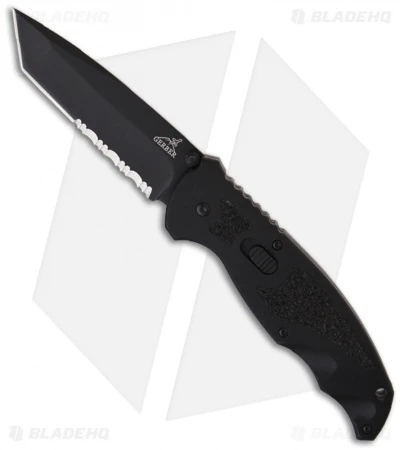 Gerber Answer 3.25 Spring Assisted Tanto Knife (3.3" Black Serr) 1970 1 Gerber Answer 3.25 Spring Assisted Tanto Knife (3.3" Black Serr) 1970