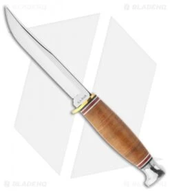 Ka-Bar Little Finn Hunter Fixed Blade Knife Leather Handle (3.7" Polish) 1226